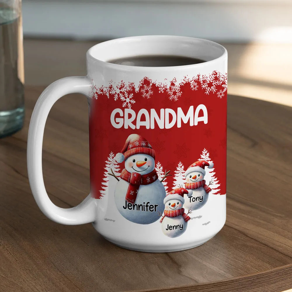 Personalized Snowman Family Mug for Grandma - Christmas Gift Cup MagicInPrints
