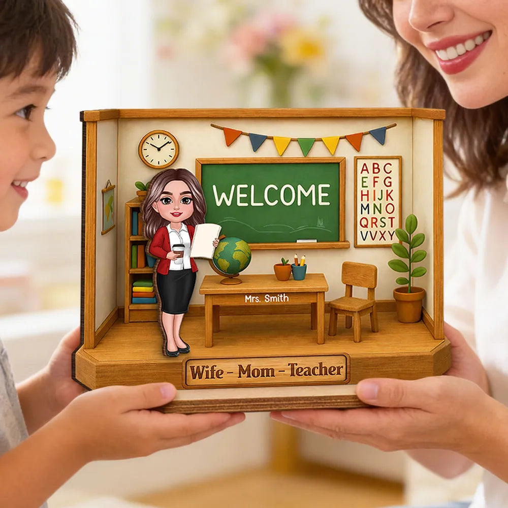 Personalized Teacher Desk Nameplate for Mom - Classroom Decor Gift Plaque MagicInPrints