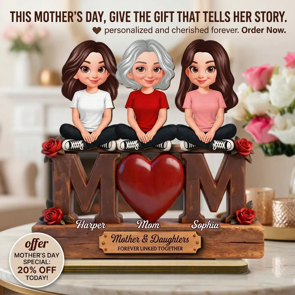 Personalized Mother & Daughters Figurine - Sentimental Gift for Family Plaque MagicInPrints