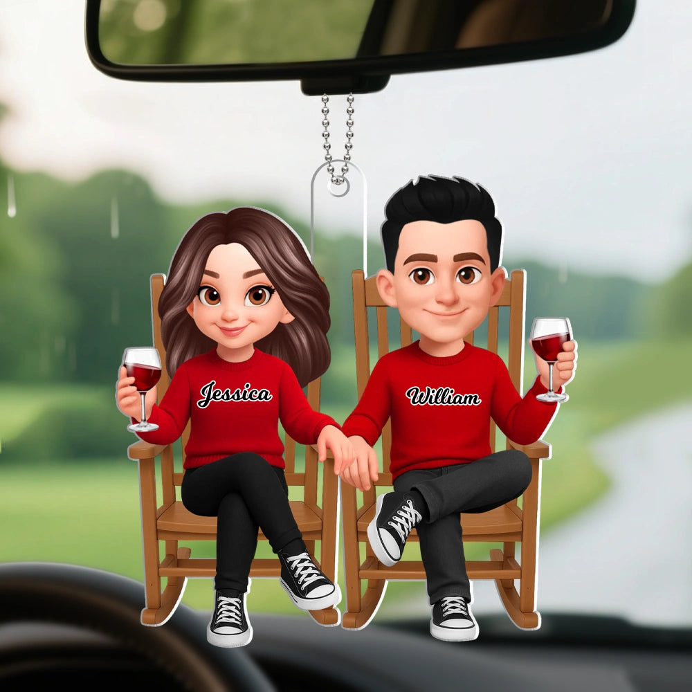 Personalized Couple Car Ornament - Romantic Gift for Anniversaries Car Hanger MagicInPrints