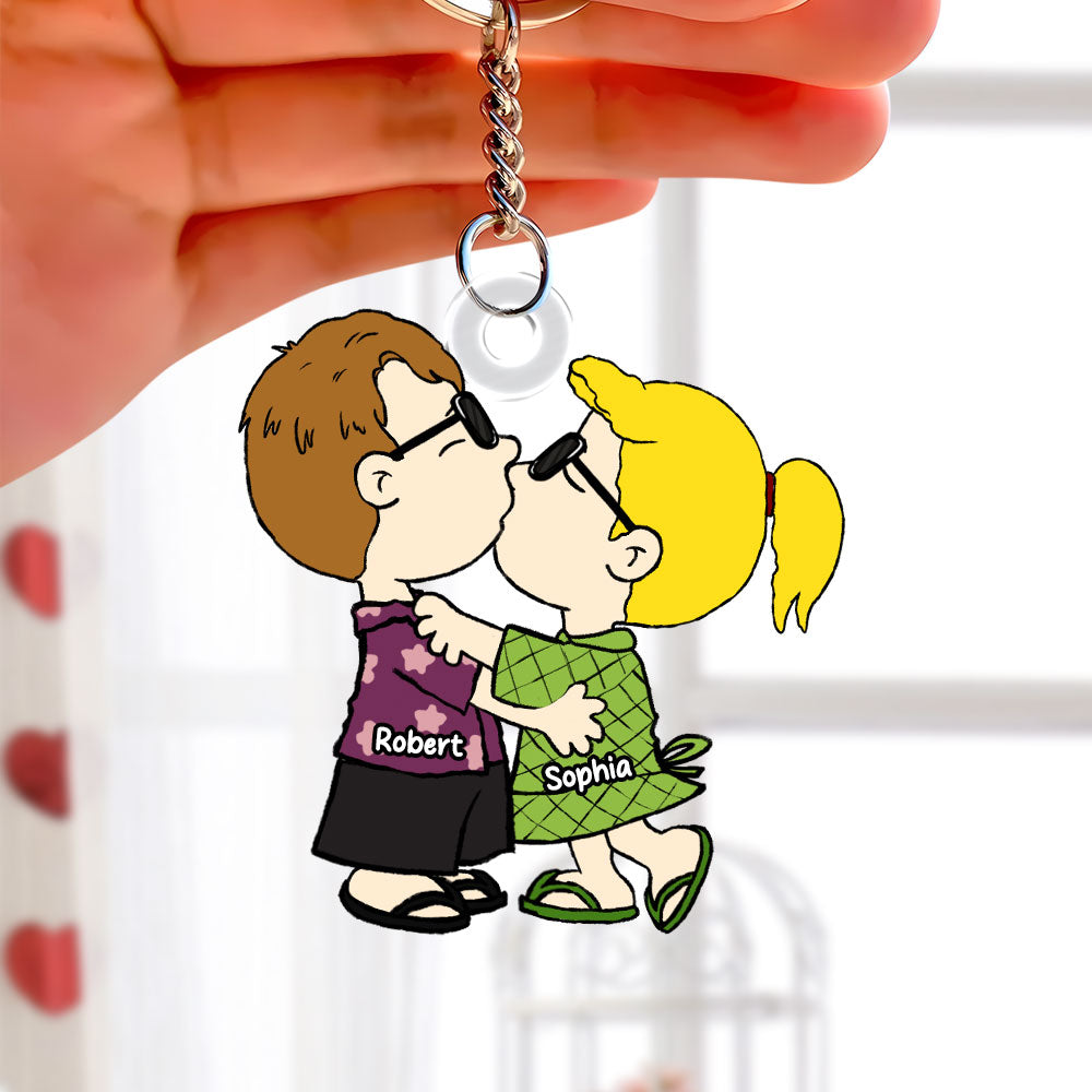 Custom Couple Kissing Keychain - Personalized Valentine's Day Gifts for Lovers Keychains PopCulturePrints