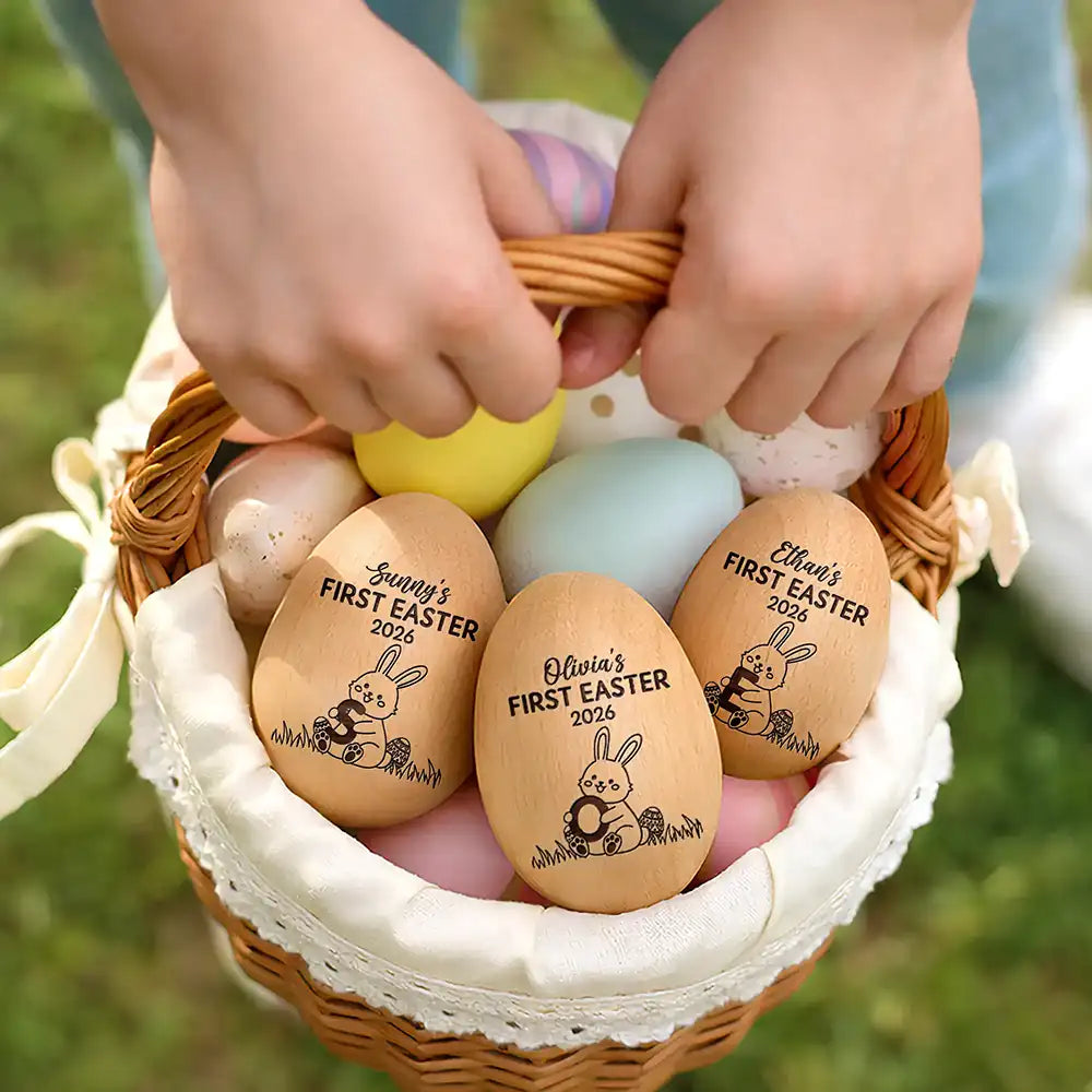 Personalized Wooden Easter Egg for Kids - First Easter Keepsake 2026 Musical Instruments MagicInPrints