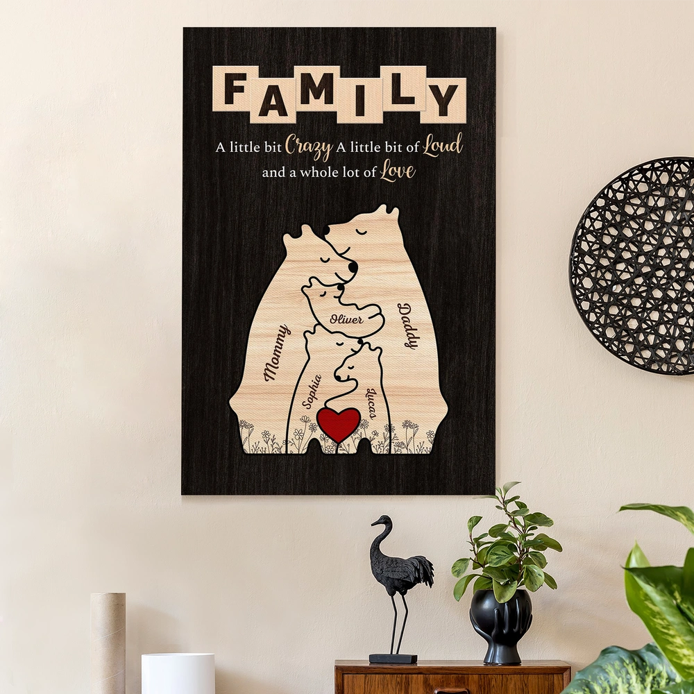 Personalized Family Bear Wall Art for Home Decor - Sentimental Gift Poster or Canvas MagicInPrints