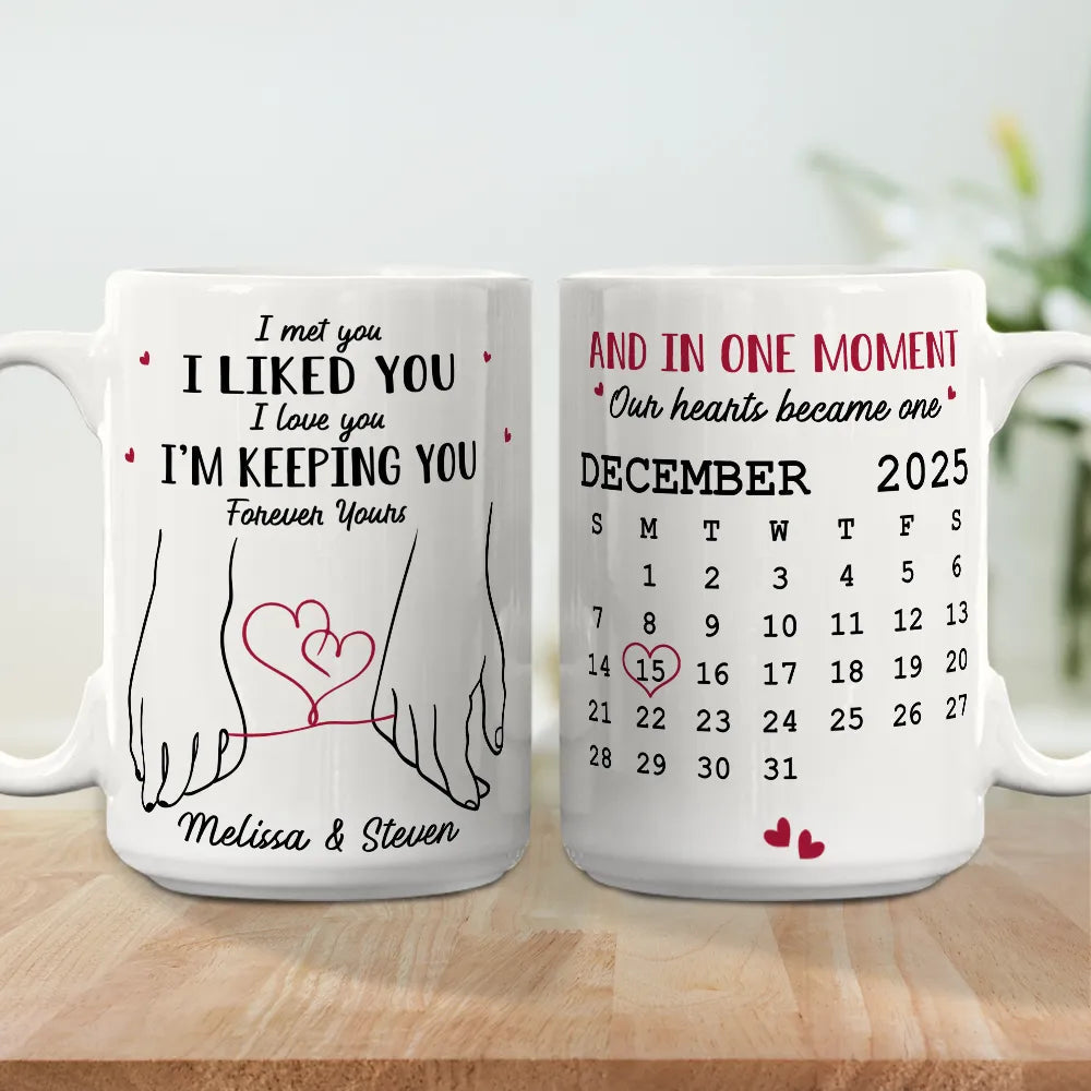 Personalized Couples Mug Set with Calendar and Love Quotes - Anniversary Gift Cup MagicInPrints