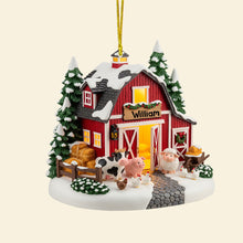 Load image into Gallery viewer, “Bring Home the Charm!” Personalized Red Barn Miniature House Acrylic Ornament - Perfect Gift for Farmers and Agriculture Lovers Ornament MagicInPrints
