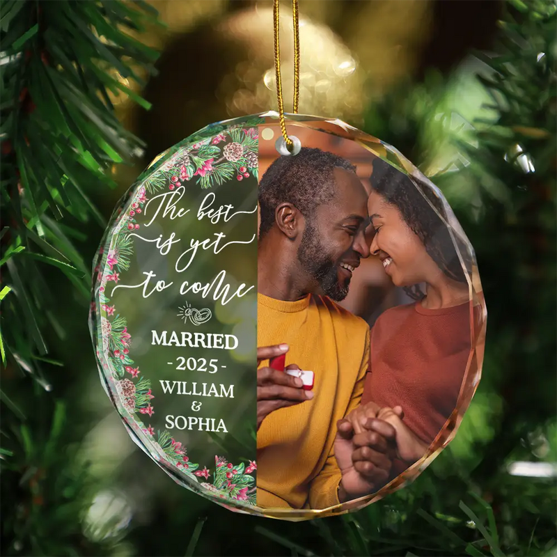 Personalized Engagement Ornament for Couples - Custom Photo Keepsake for 2025 Ornament MagicInPrints