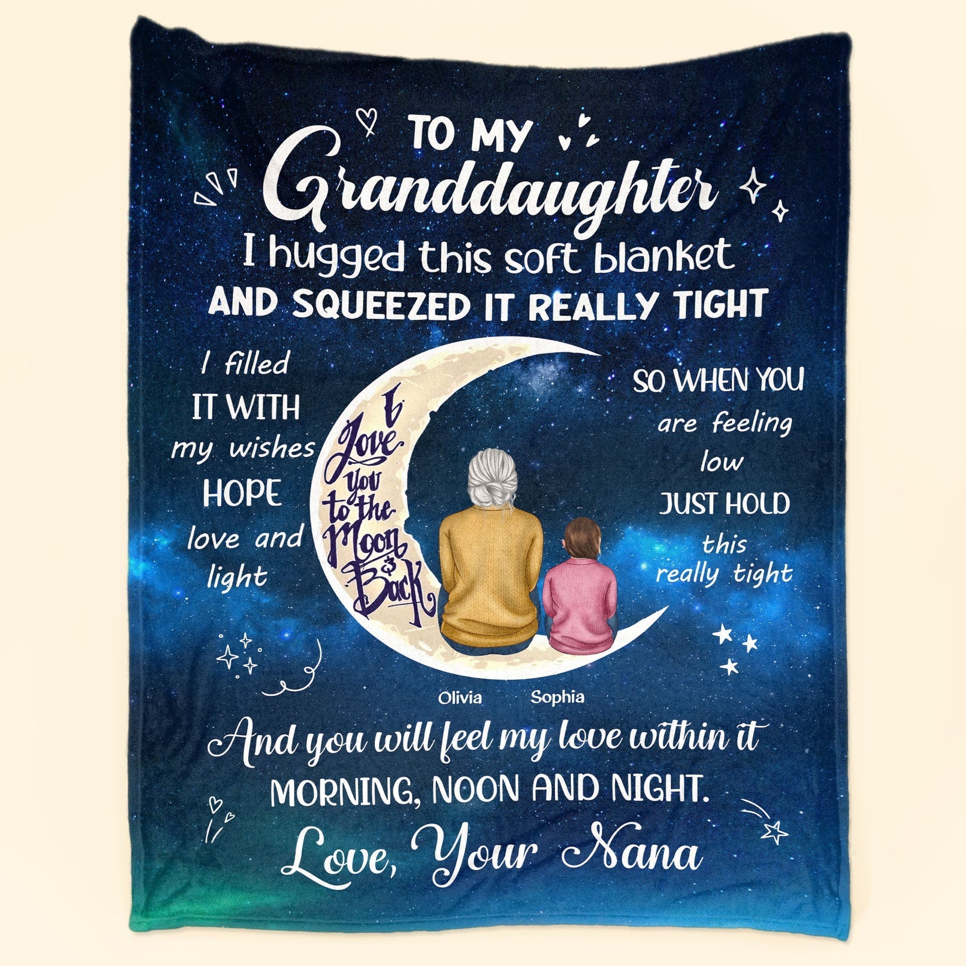 Personalized Granddaughter Blanket - Soft Fleece with Nana's Love Message Pillow or Blanket MagicInPrints
