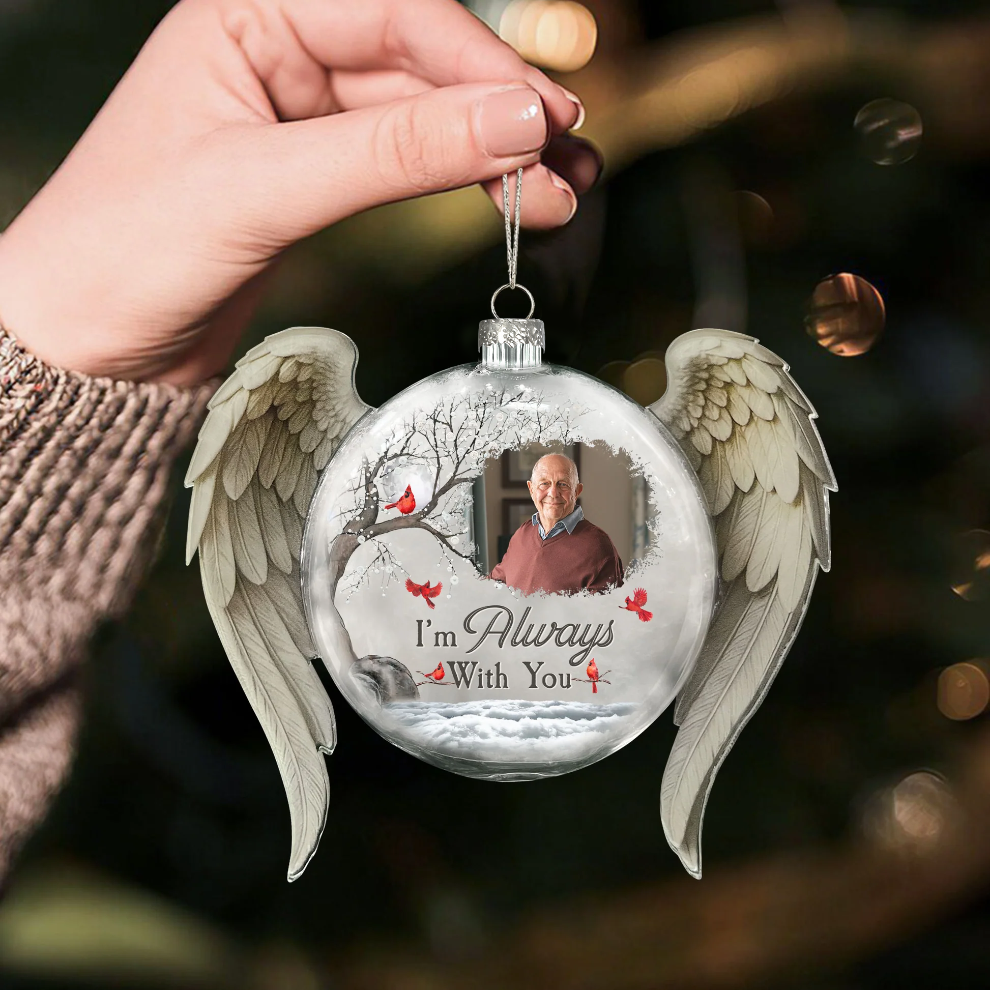 Personalized Memorial Christmas Ornament with Angel Wings - Sentimental Holiday Keepsake Ornament MagicInPrints