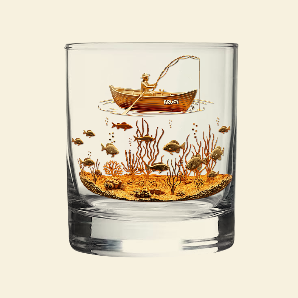 “Savor Your Passion” - Fishing Man Whiskey Glass - Personalized Gift for Fishing Enthusiasts Whiskey Glass MagicInPrints