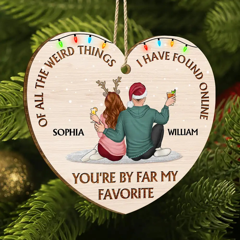 Personalized Heart-Shaped Christmas Ornament for Couples - Romantic Holiday Gift Ornament MagicInPrints