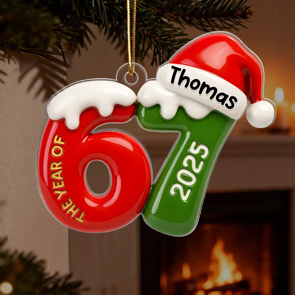 Personalized 2025 Christmas Ornament for 67th Birthday - Festive Holiday Decoration Ornament MagicInPrints