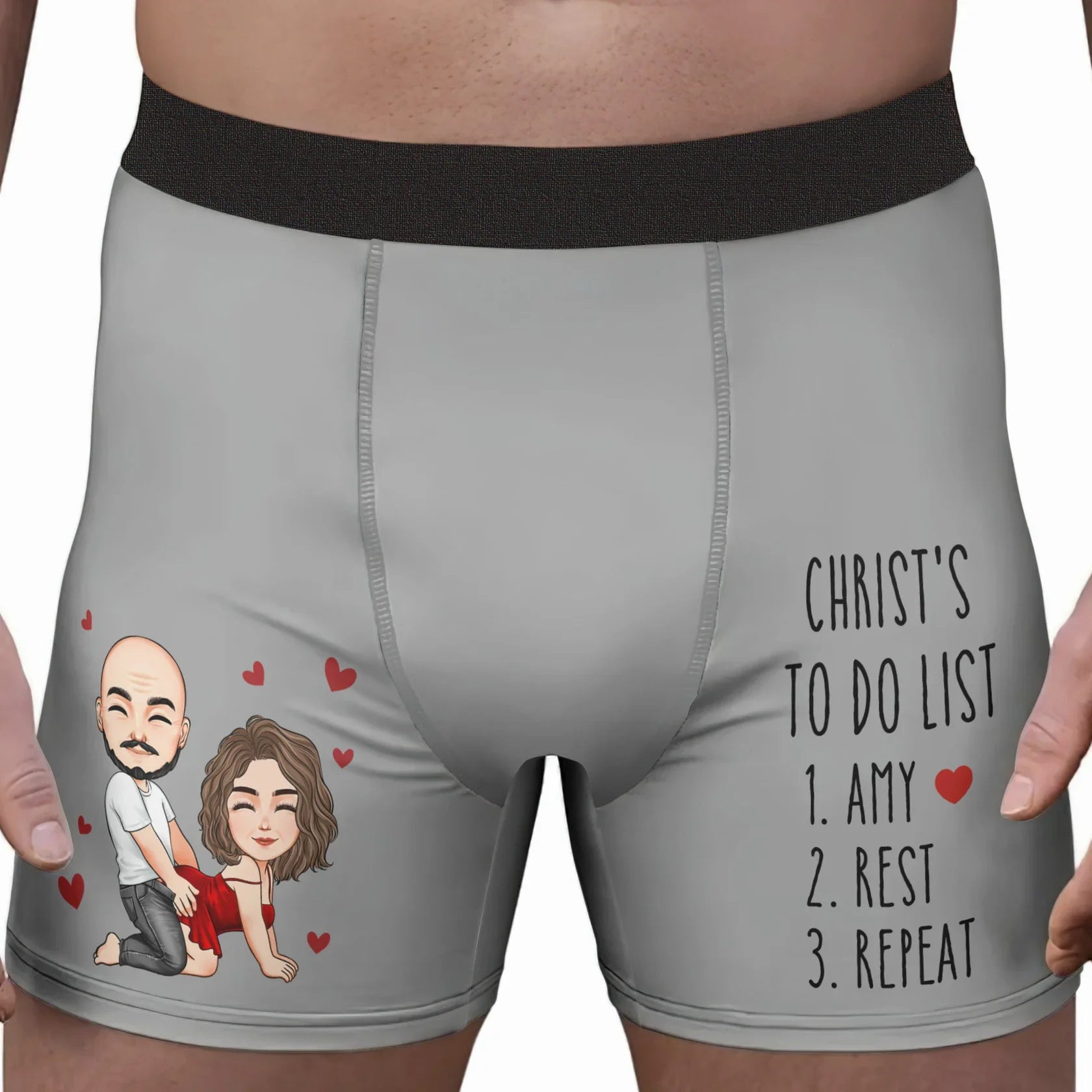 Custom Cartoon Couple Boxers for Him - Fun Romantic Gift Underwear MagicInPrints