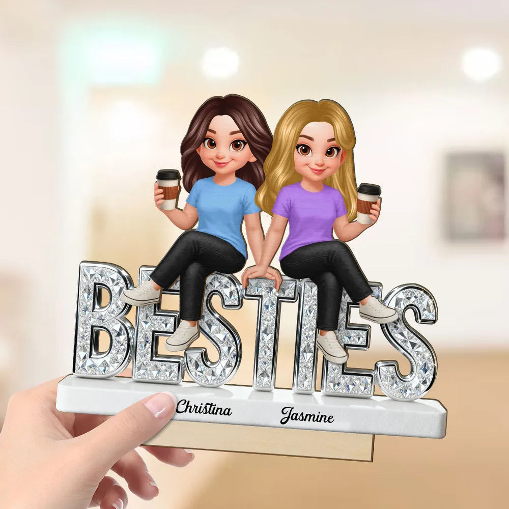 Personalized Best Friends Figurine for Women with Coffee - Friendship Gift Plaque MagicInPrints