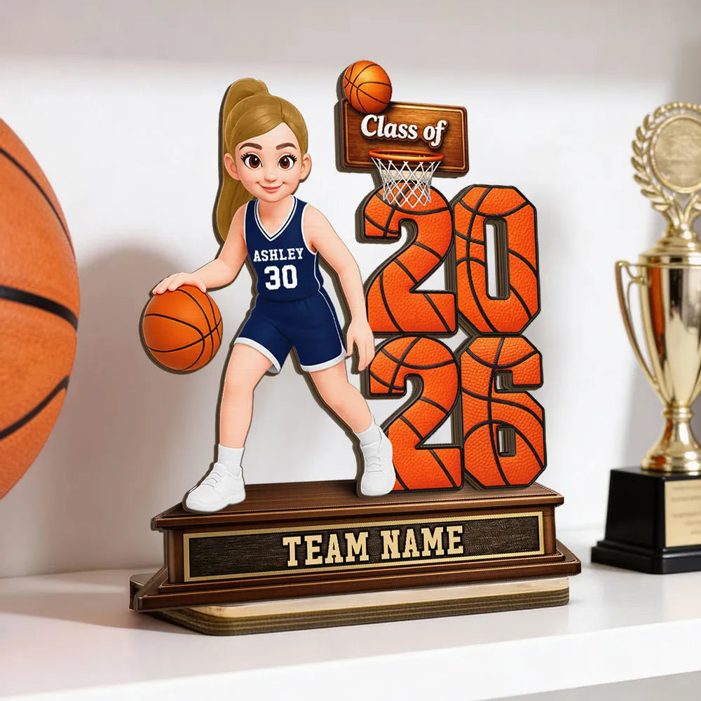 Personalized Basketball Player Graduation Trophy for Kids - Class of 2026 Plaque MagicInPrints