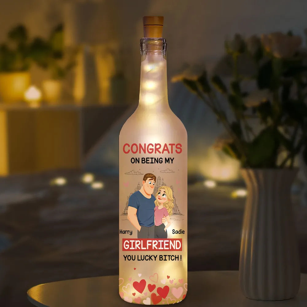 Personalized LED Bottle Lamp for Girlfriend - Romantic Gift for Anniversary Lamp MagicInPrints