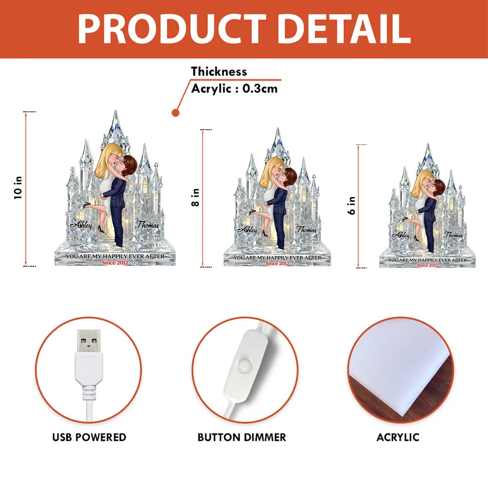 Personalized Crystal Castle Couple Figurine for Anniversary - Romantic Keepsake Gift Plaque MagicInPrints
