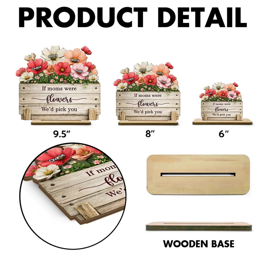 Personalized Wooden Flower Display for Moms - Sentimental Gift Plaque MagicInPrints