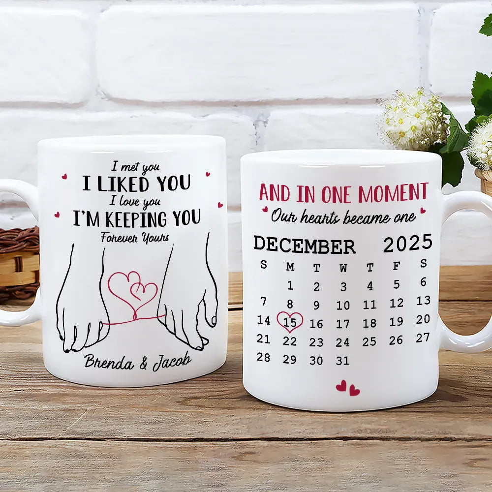 Personalized Couples Mug Set with Calendar and Love Quotes - Anniversary Gift Cup MagicInPrints