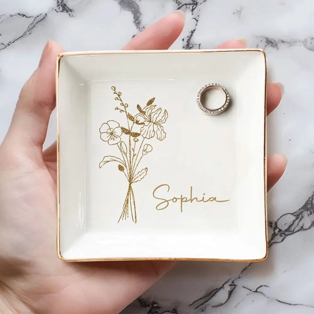 Personalized Jewelry Tray for Women with Floral Design - Perfect Gift for Her Jewelry MagicInPrints