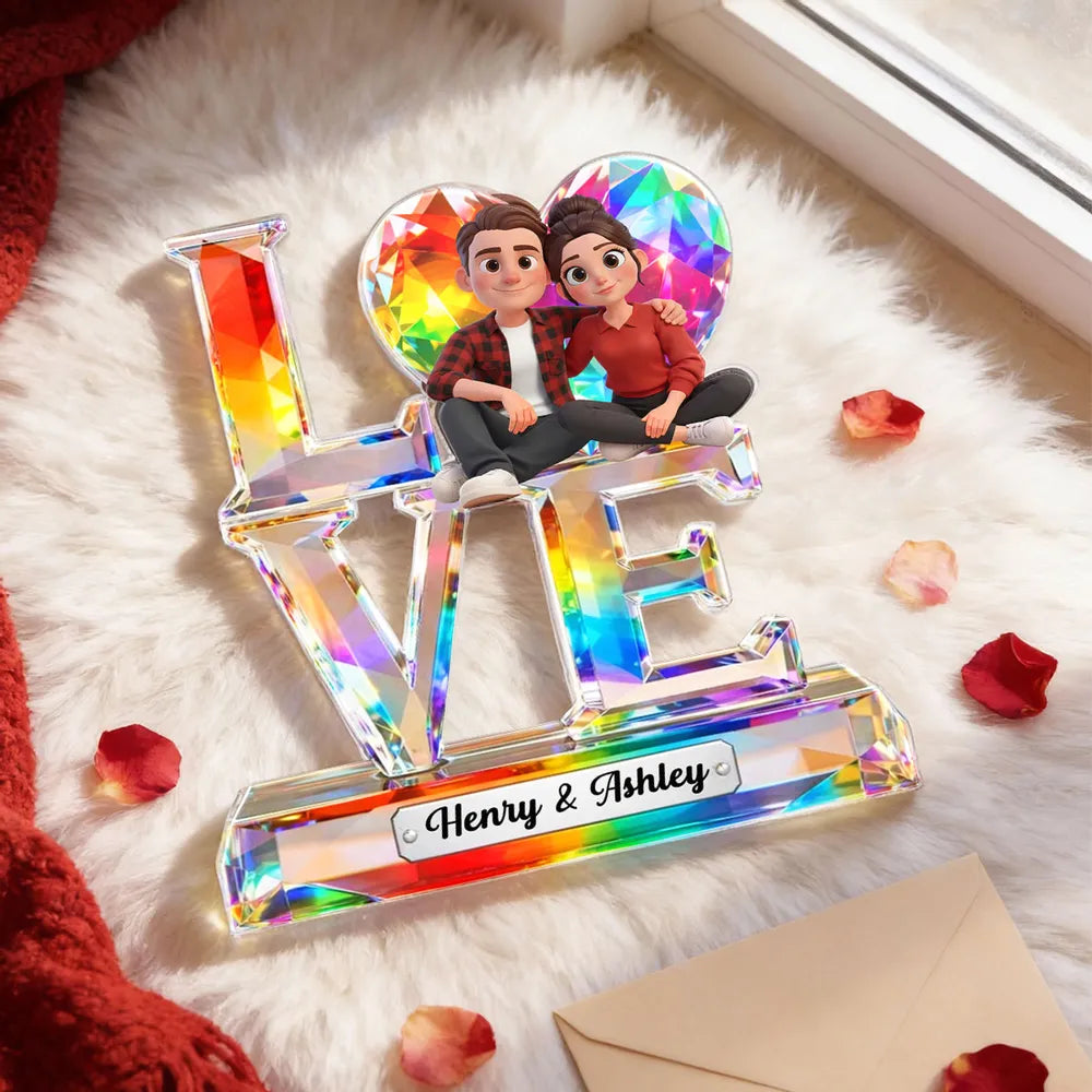 Personalized Crystal Love Figurine for Couples - Romantic Gift Plaque MagicInPrints