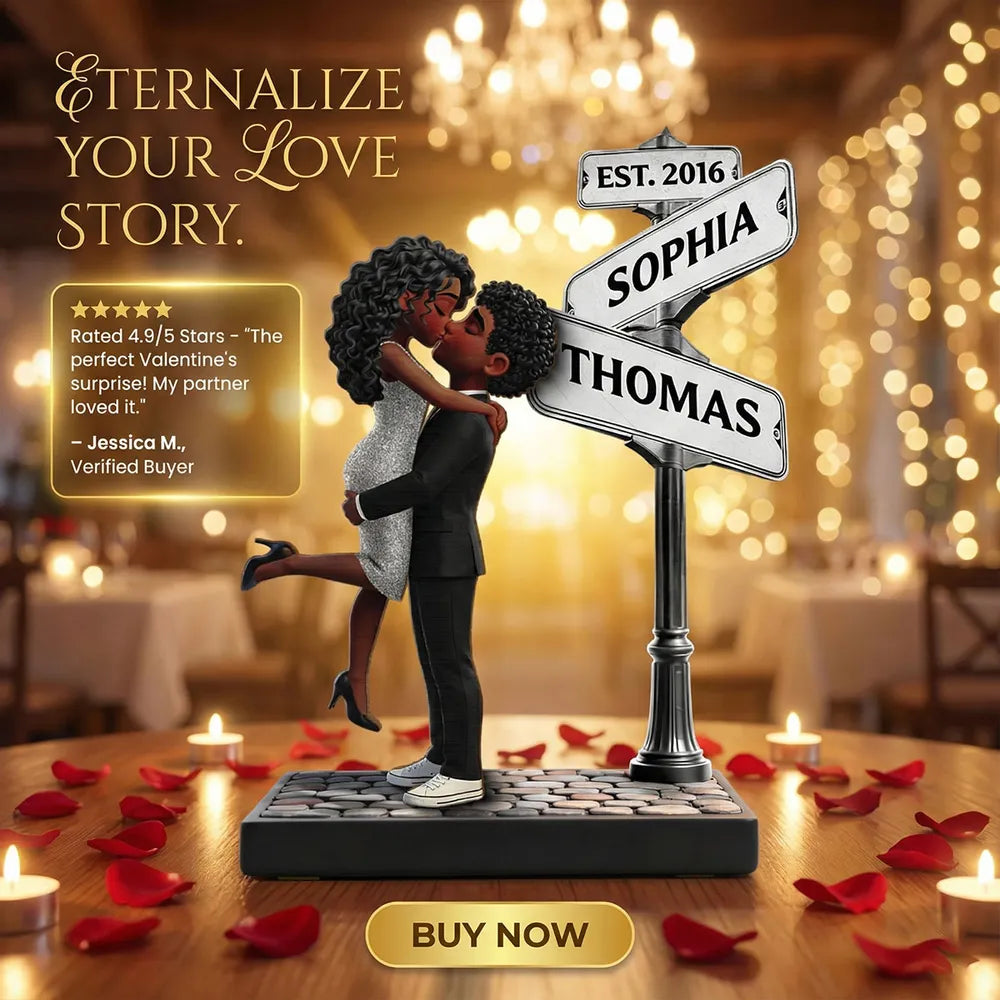 Personalized Couple Figurine with Street Sign - Romantic Gift for Anniversaries Plaque MagicInPrints