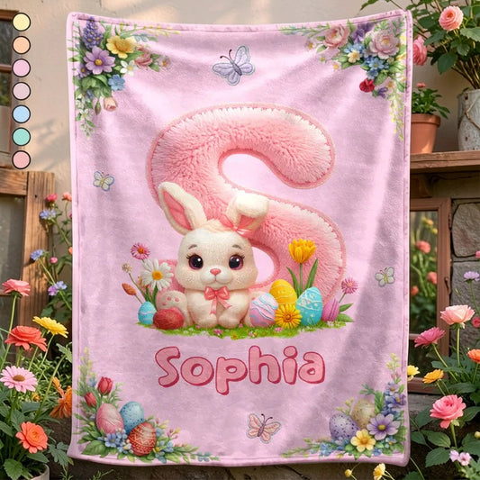 Personalized Easter Bunny Blanket for Kids - Soft Plush with Name Customization Blanket MagicInPrints