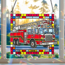 Load image into Gallery viewer, &quot;Brighten Your Day with a Touch of Courage&quot; - Firetruck Window Hanging Suncatcher Ornament - Personalized Gift for Firefighters Ornament MagicInPrints
