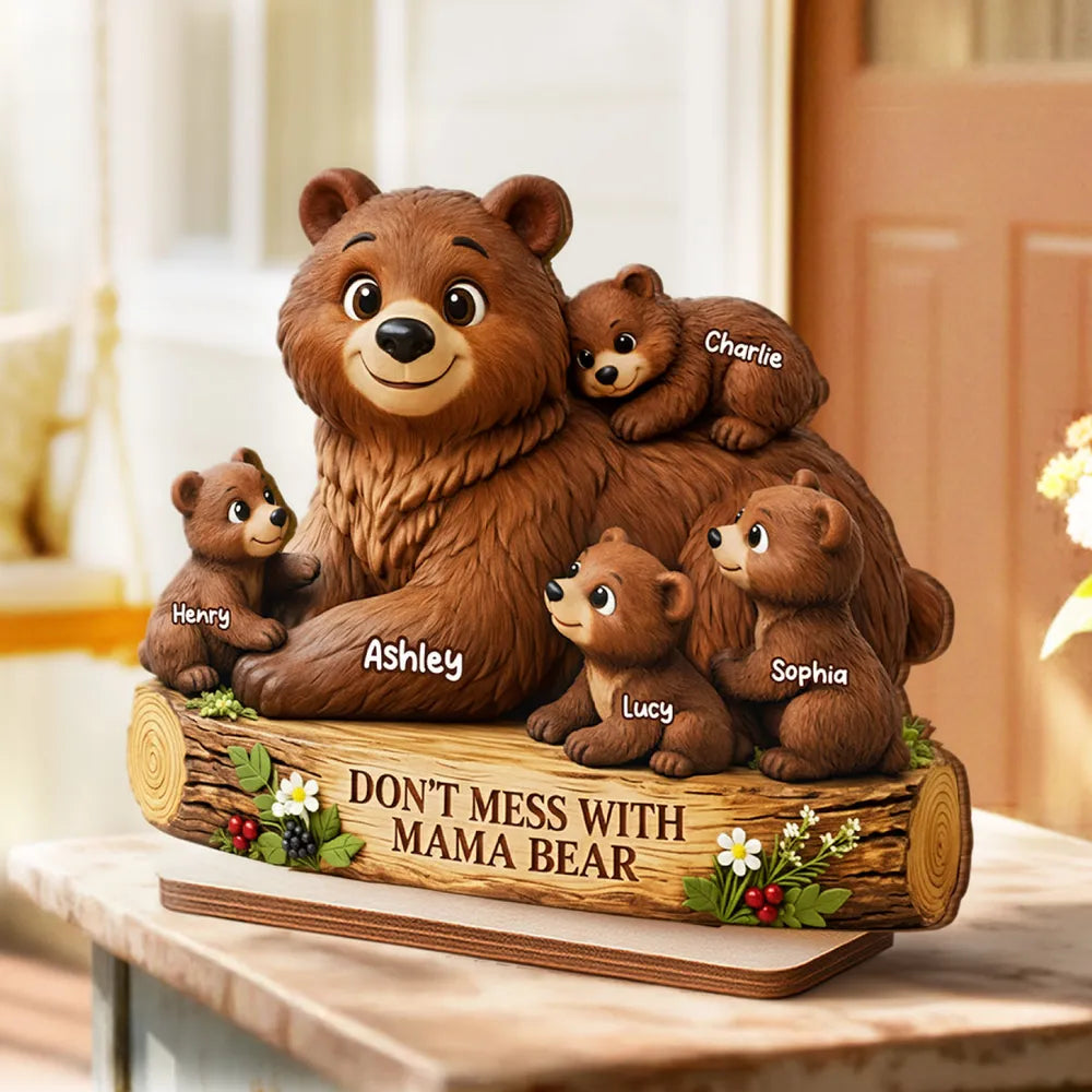 Personalized Mama Bear Family Figurine for Moms - Sentimental Home Decor Plaque MagicInPrints