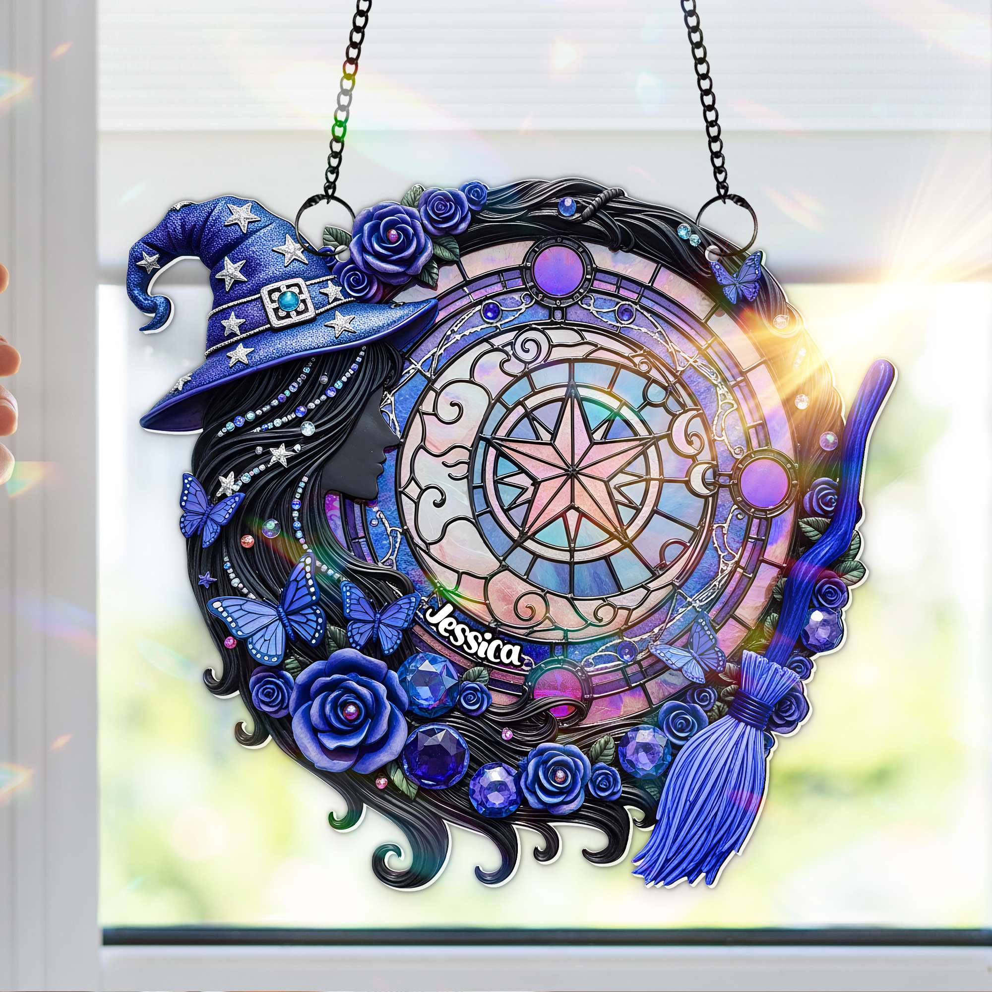 “Embrace Your Magic” - Mystical Witch Suncatcher, Personalized Gift for Witch Lovers Ornament MagicInPrints
