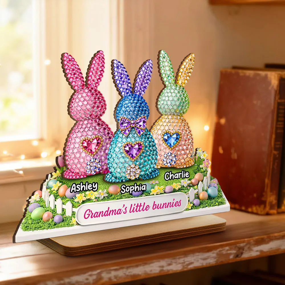 Personalized Crystal Bunny Figurines for Family - Easter Decoration Gift Plaque MagicInPrints