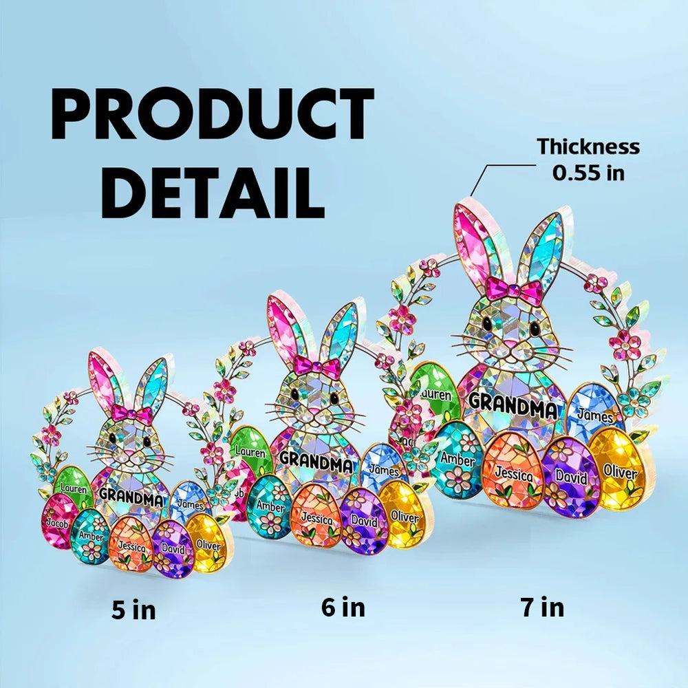 Custom Stained Glass Bunny Suncatcher for Grandma - Easter Decor Plaque MagicInPrints