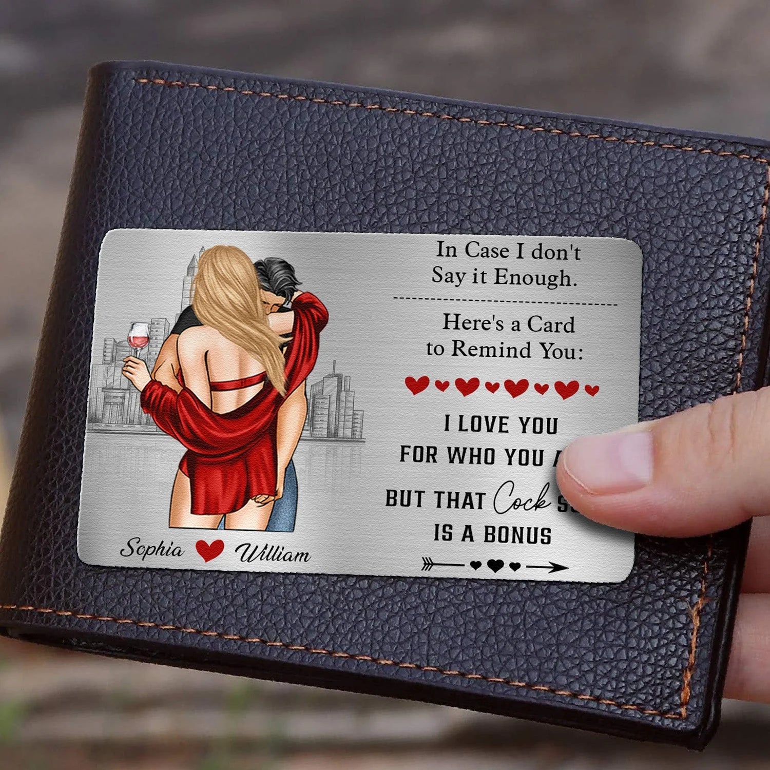 Personalized Romantic Metal Card for Couples - Anniversary Gift Wallet Card MagicInPrints
