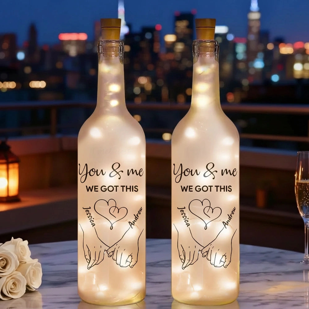 Personalized LED Wine Bottle Lamp for Couples - Romantic Gift Lamp MagicInPrints