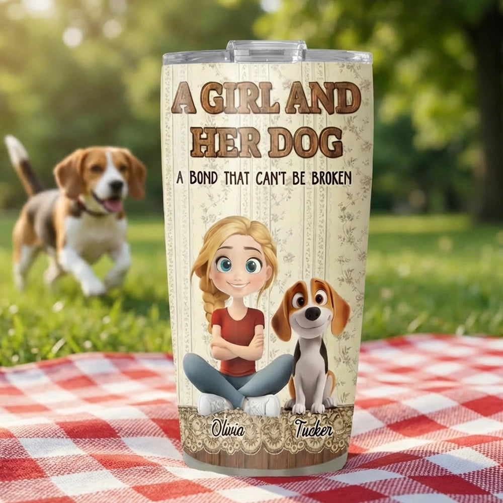 Personalized Girl and Dog Tumbler for Pet Lovers - Sentimental Gift Cup MagicInPrints