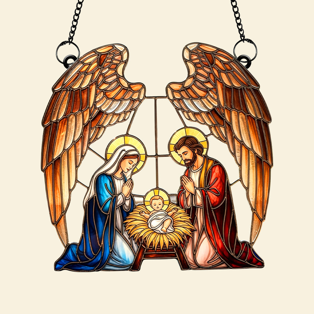 “Blessings of the Holy Family” - Personalized Suncatcher Ornament - Unique Christmas Gift for Christians, Family & Friends Ornament MagicInPrints