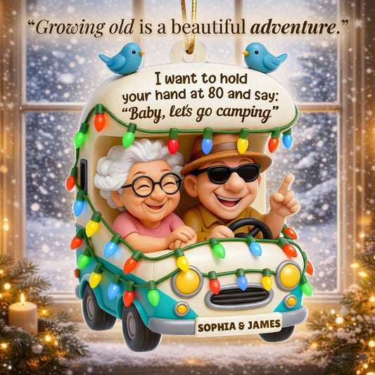Personalized Elderly Couple Christmas Ornament - Romantic Camping Adventure Ornament MagicInPrints
