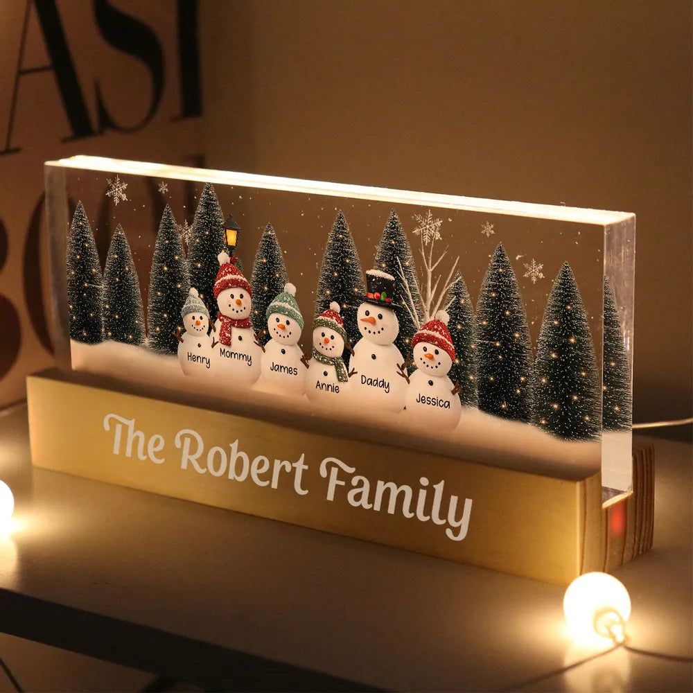 Personalized Snowman Family LED Light for Home Decor - Christmas Gift Plaque MagicInPrints