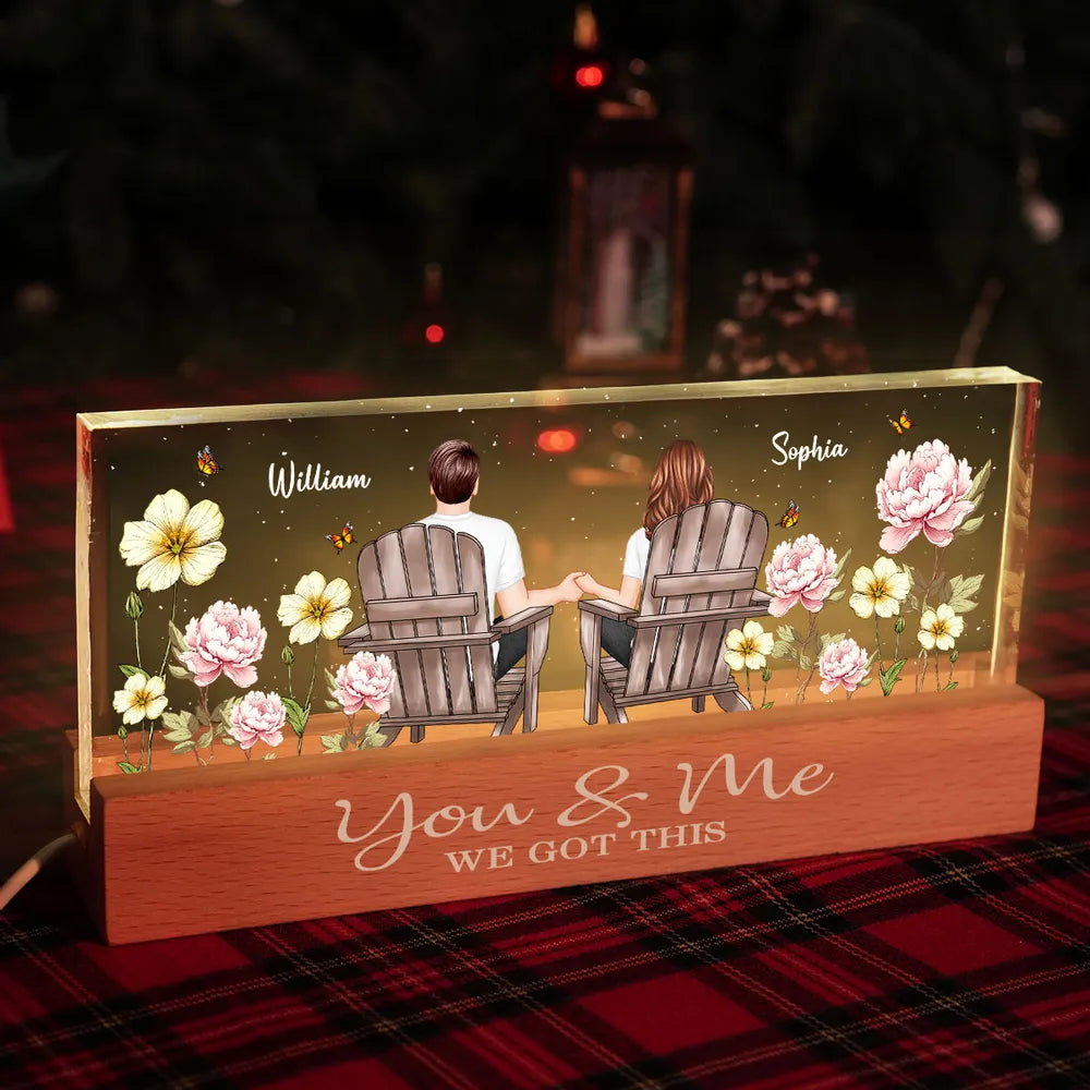 Personalized Romantic LED Lamp for Couples with Floral Design - Anniversary Gift Plaque MagicInPrints