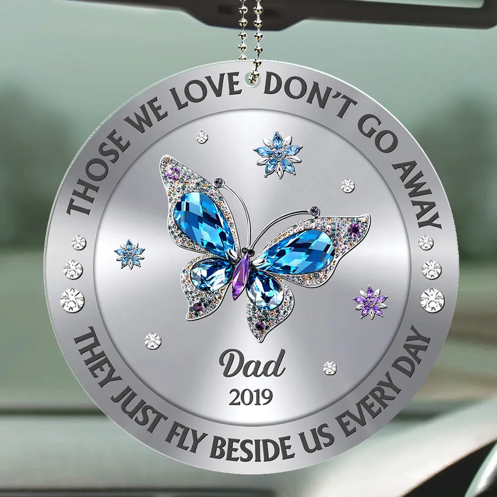 Personalized Memorial Car Ornament for Family - Butterfly Design Keepsake Car Hanger MagicInPrints