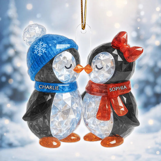 Personalized Penguin Couple Ornament for Christmas - Custom Names Winter Decoration Ornament MagicInPrints