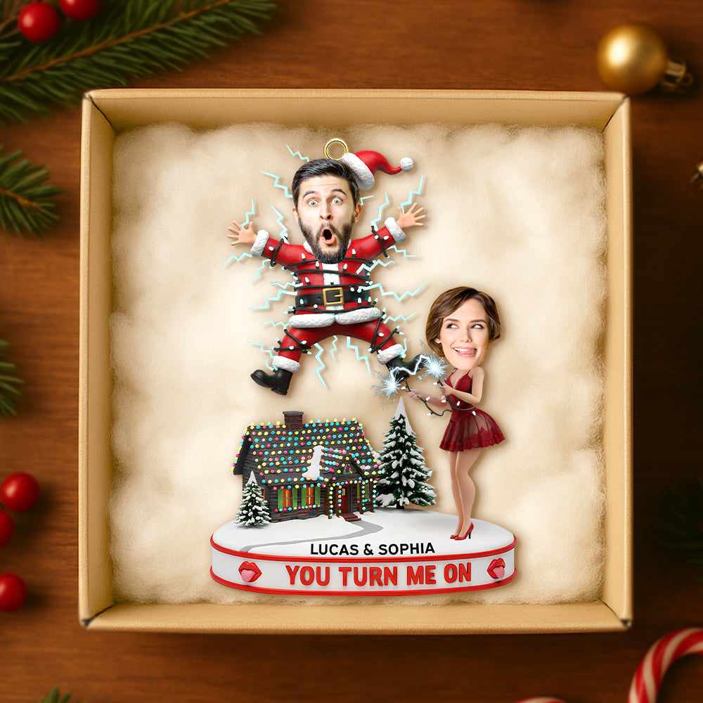 Fun Couple Electric Shock Ornament, Custom Photo Gifts For Couple Ornament MagicInPrints
