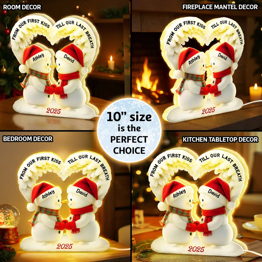 Personalized Snowman Couple LED Light for Couples - Romantic Christmas Gift Plaque MagicInPrints
