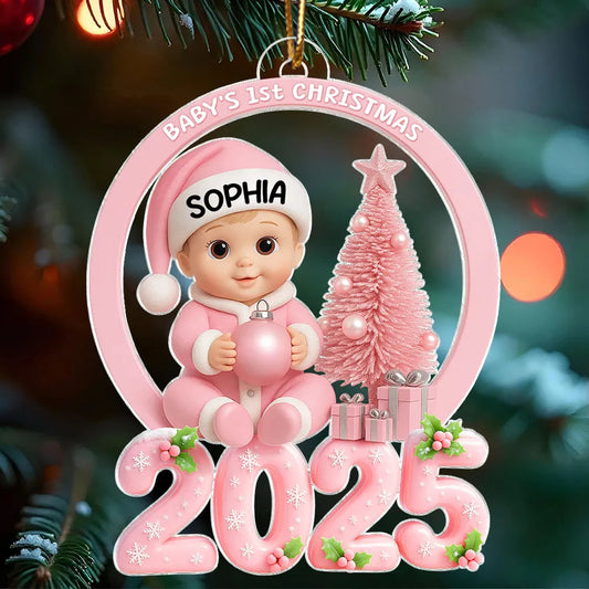 Personalized Baby's 1st Christmas Ornament 2025 - Custom Name Keepsake Ornament MagicInPrints