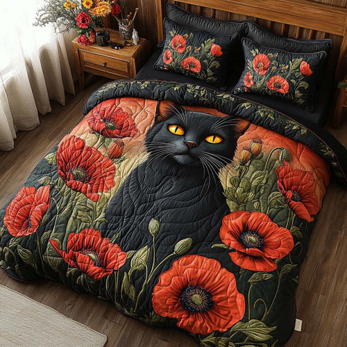Embrace Comfort with Every Sleep – Personalized Quilted Bedding Set – Gift for Cat Lovers Quilted Bedding Set V2 MagicInPrints