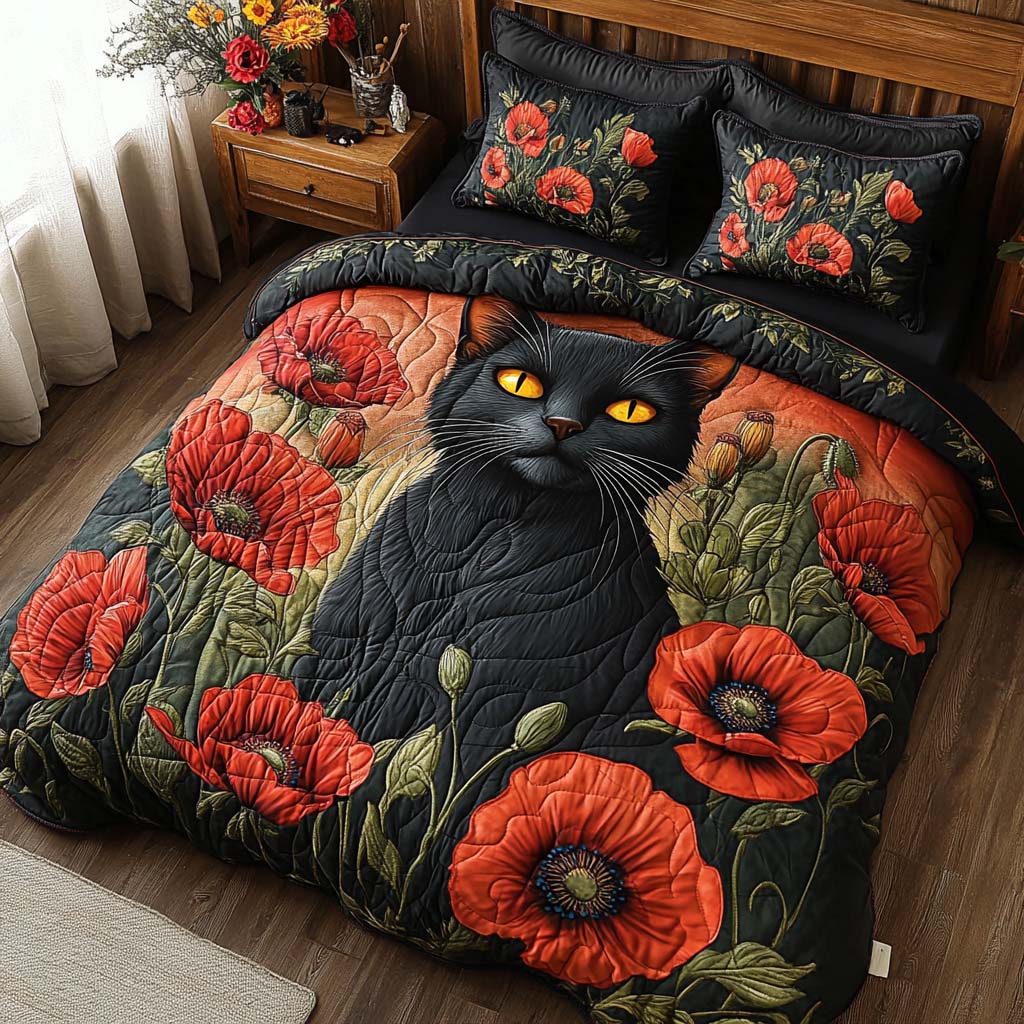 Embrace Comfort with Every Sleep – Personalized Quilted Bedding Set – Gift for Cat Lovers Quilted Bedding Set V2 MagicInPrints