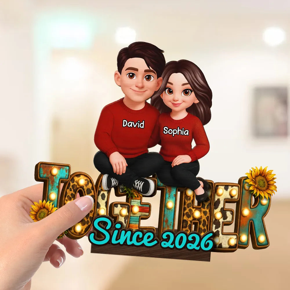 Personalized Couple Figurine with Names - Romantic Anniversary Gift Plaque MagicInPrints