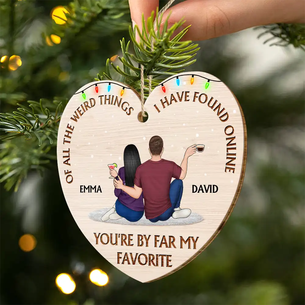 Personalized Heart-Shaped Christmas Ornament for Couples - Romantic Holiday Gift Ornament MagicInPrints
