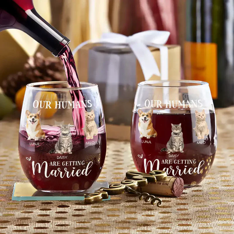 Custom Dog Photo Wine Glass for Weddings - Personalized Gift Cup MagicInPrints