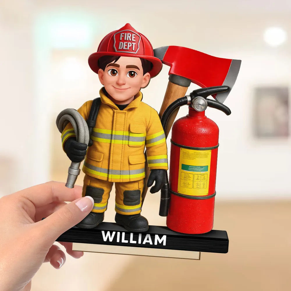 Custom Firefighter Figurine for Kids - Personalized Hero Gift Plaque MagicInPrints