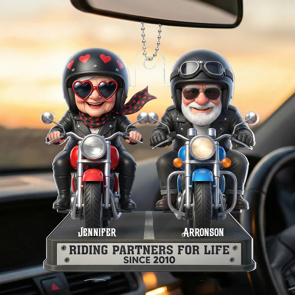 Customized Motorcycle Couple Figurine for Bikers - Anniversary Gift Car Hanger MagicInPrints